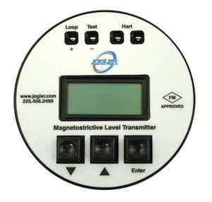 Round electronic device with LCD screen, labeled buttons, and text reading 