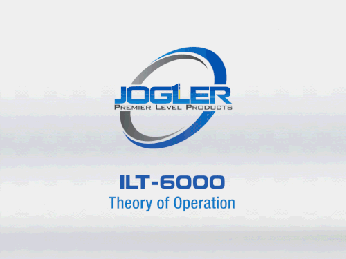 Animated diagram showing ILT-6000 Magnetostrictive Level Transmitter operations, probe, interface, and lights, with Jogler branding at the start.