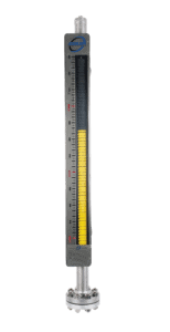 A Jogler JMG Magnetic Level Gauge with a yellow and black flag indicator. This is used for industrial tank level measurement.